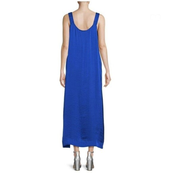 NWT DKNY Silky Satin Maxi Dress SMALL blue Sleeveless V-Neck soft - Picture 14 of 14